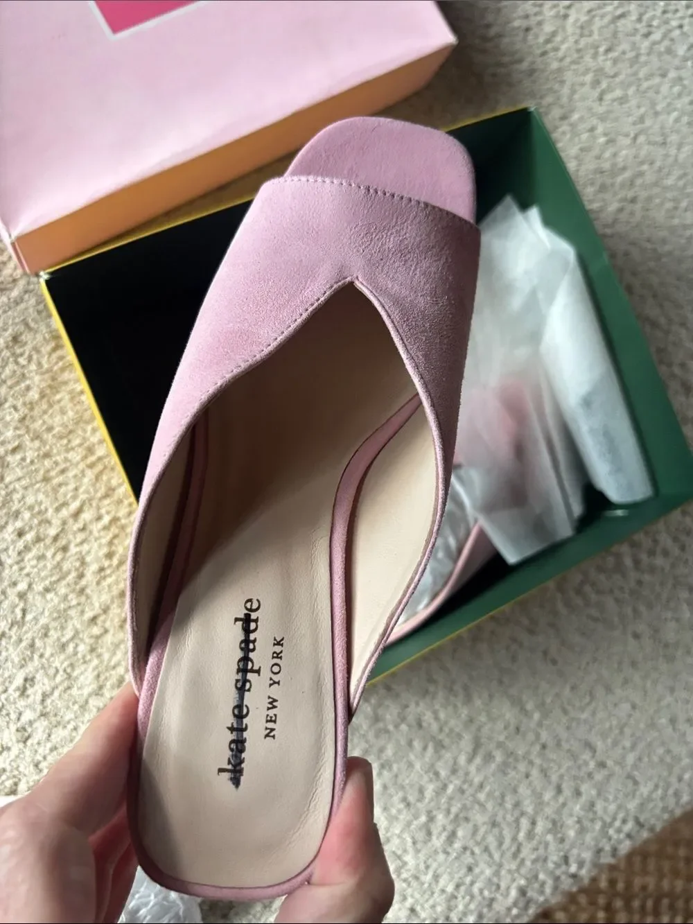 kate spade Pink Suede Slide Sandals